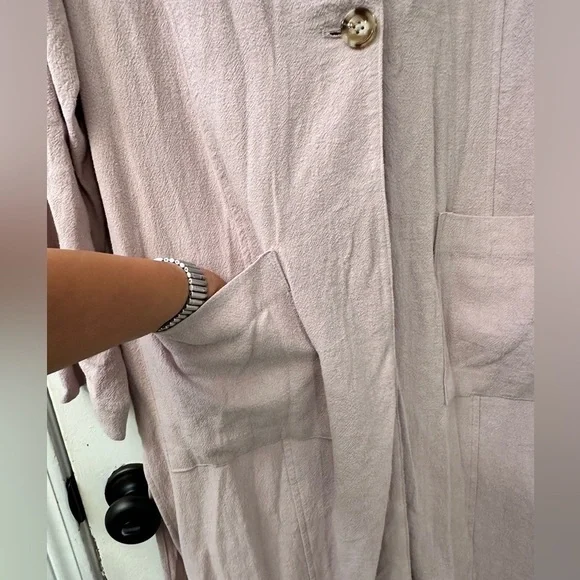 Sigrid Olsen Linen Blend Duster Coat Soft Blush Lightweight Jacket Size M - Picture 6 of 13